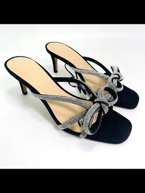 nwt ANN TAYLOR LOFT rhinestone bow kitten heel shoes 7.5